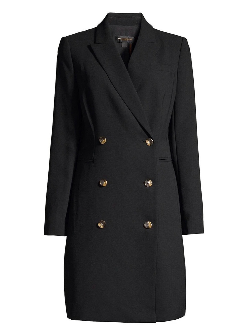 Donna Karan Black Double-Breasted Long Coat